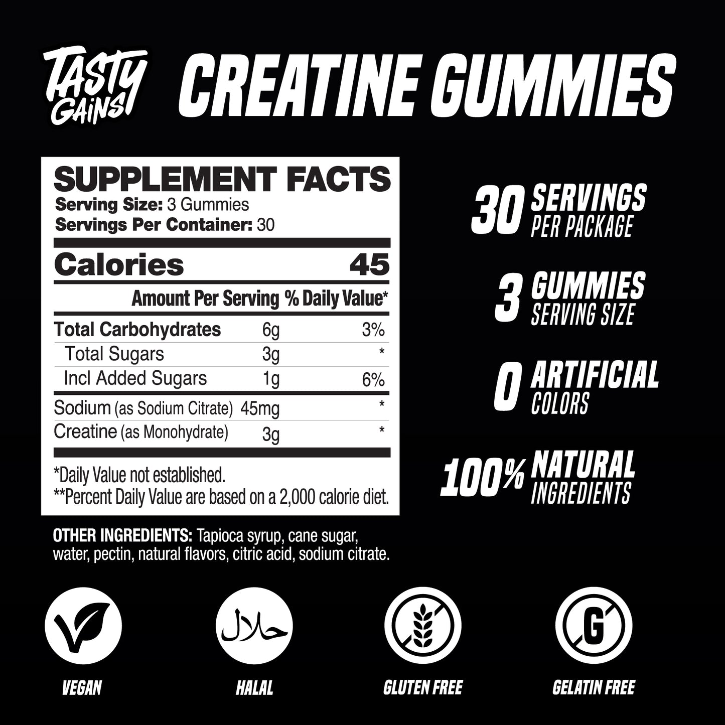 Tasty Gains Creatine Gummies — Buy 1, Get 1 Free!