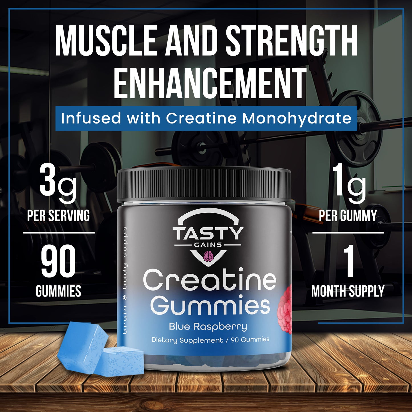 Tasty Gains Creatine Infused Gummies - 90g