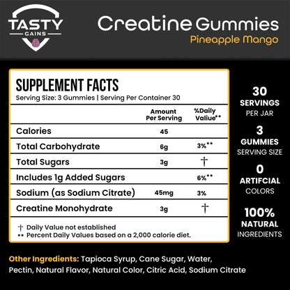 Tasty Gains Creatine Infused Gummies - 90g