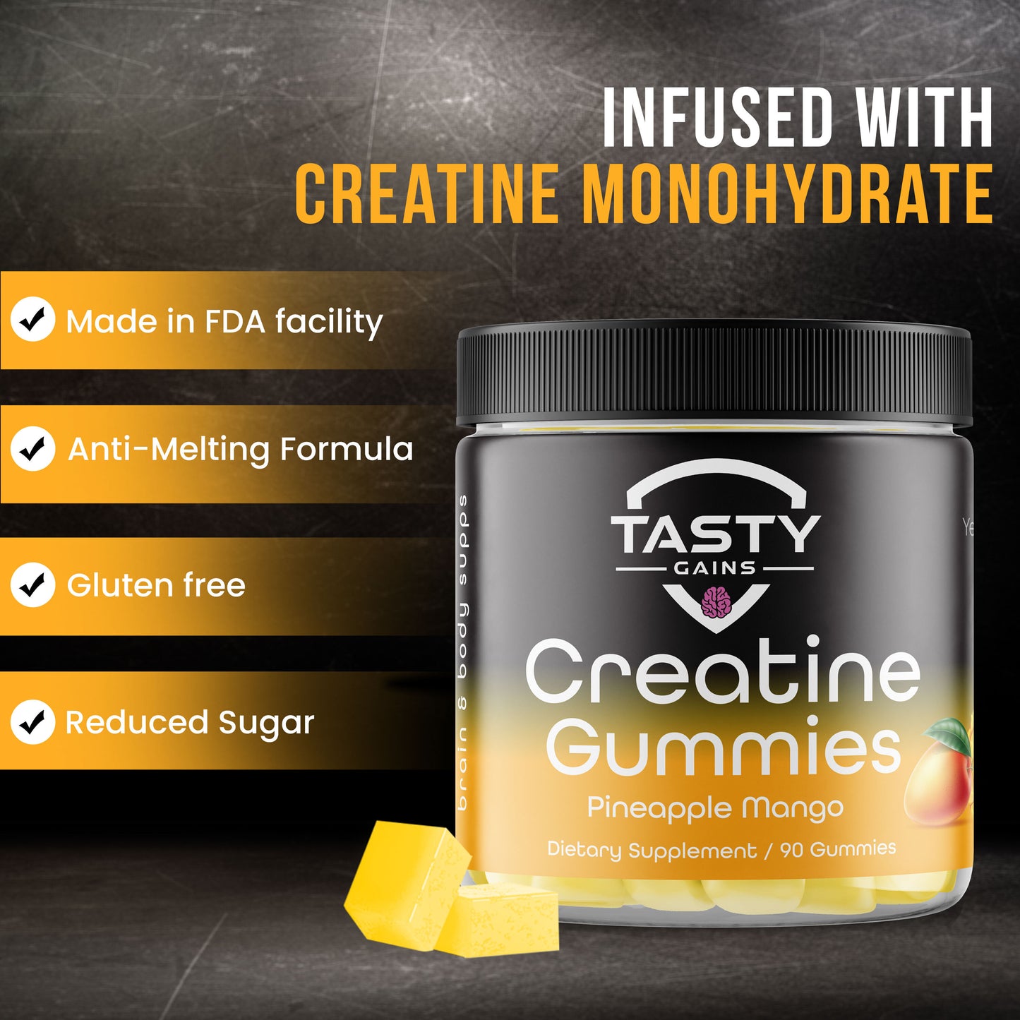 Tasty Gains Creatine Infused Gummies - 90g