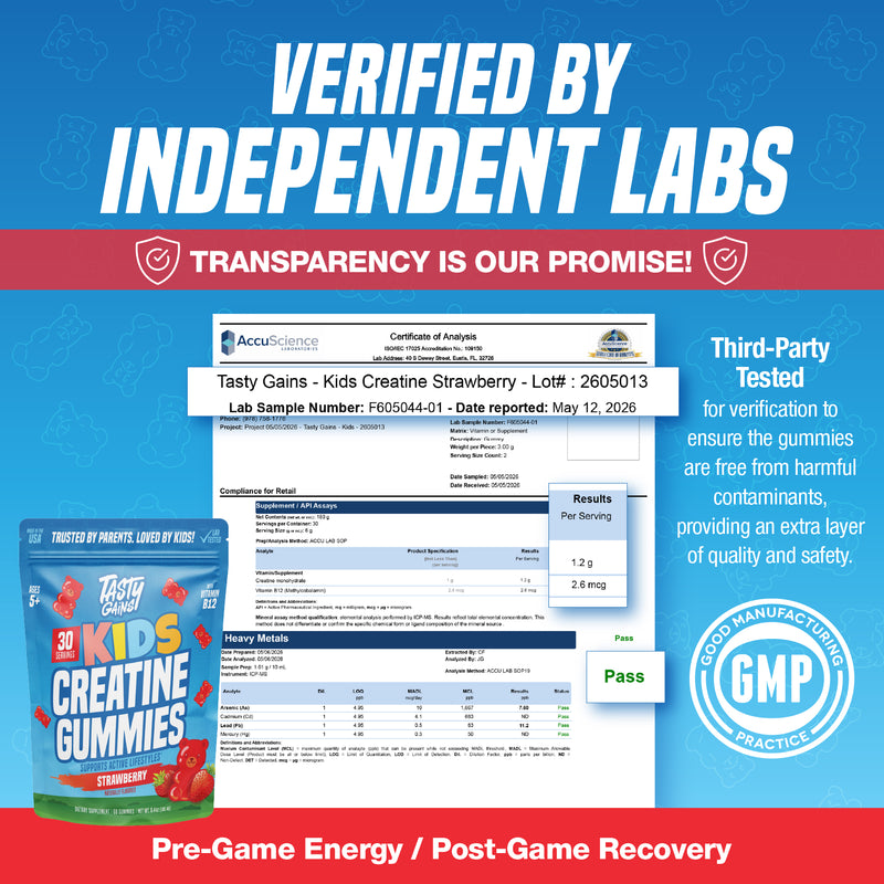 Tasty Gains Kids Creatine Gummies