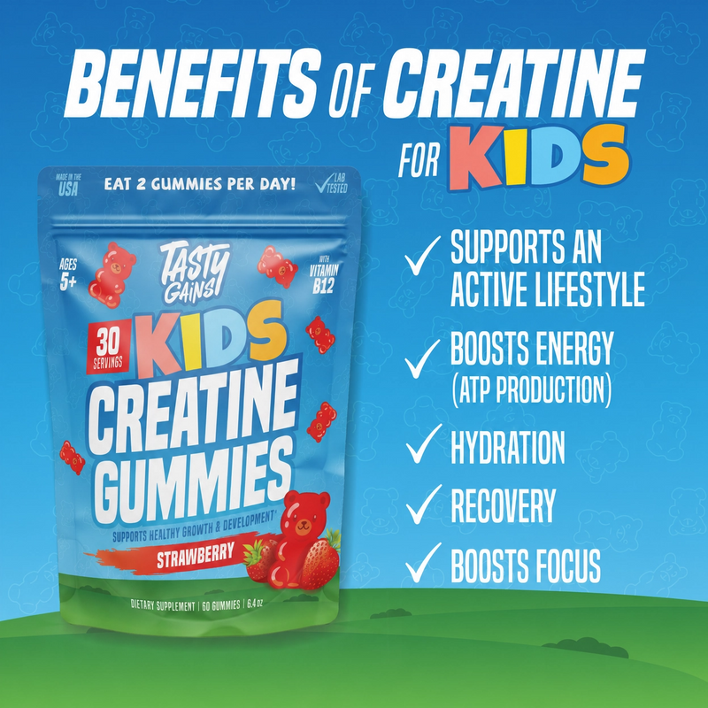 Tasty Gains Kids Creatine Gummies