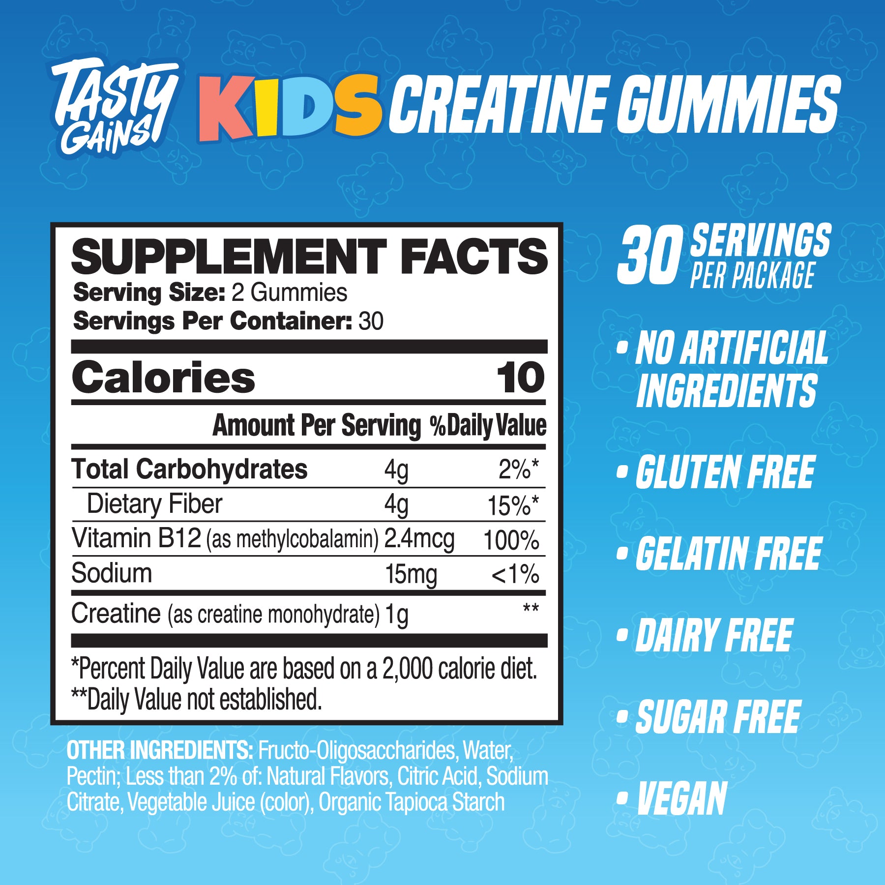 Tasty Gains Kids Creatine Gummies (Buy 1 Get 1 Free)