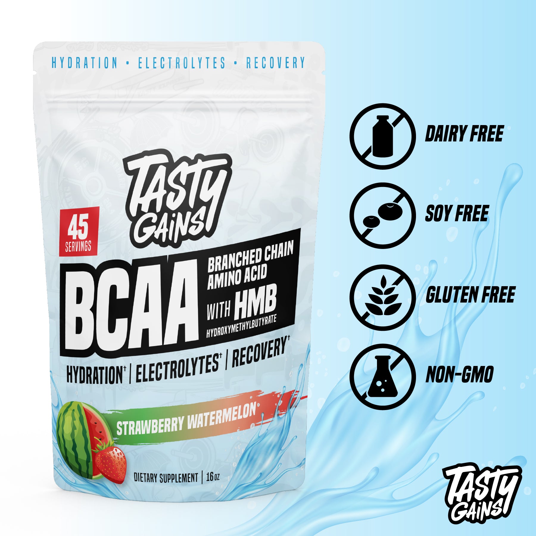BCAA & HMB Hydration Powder - 45 Servings (Strawberry Watermelon)