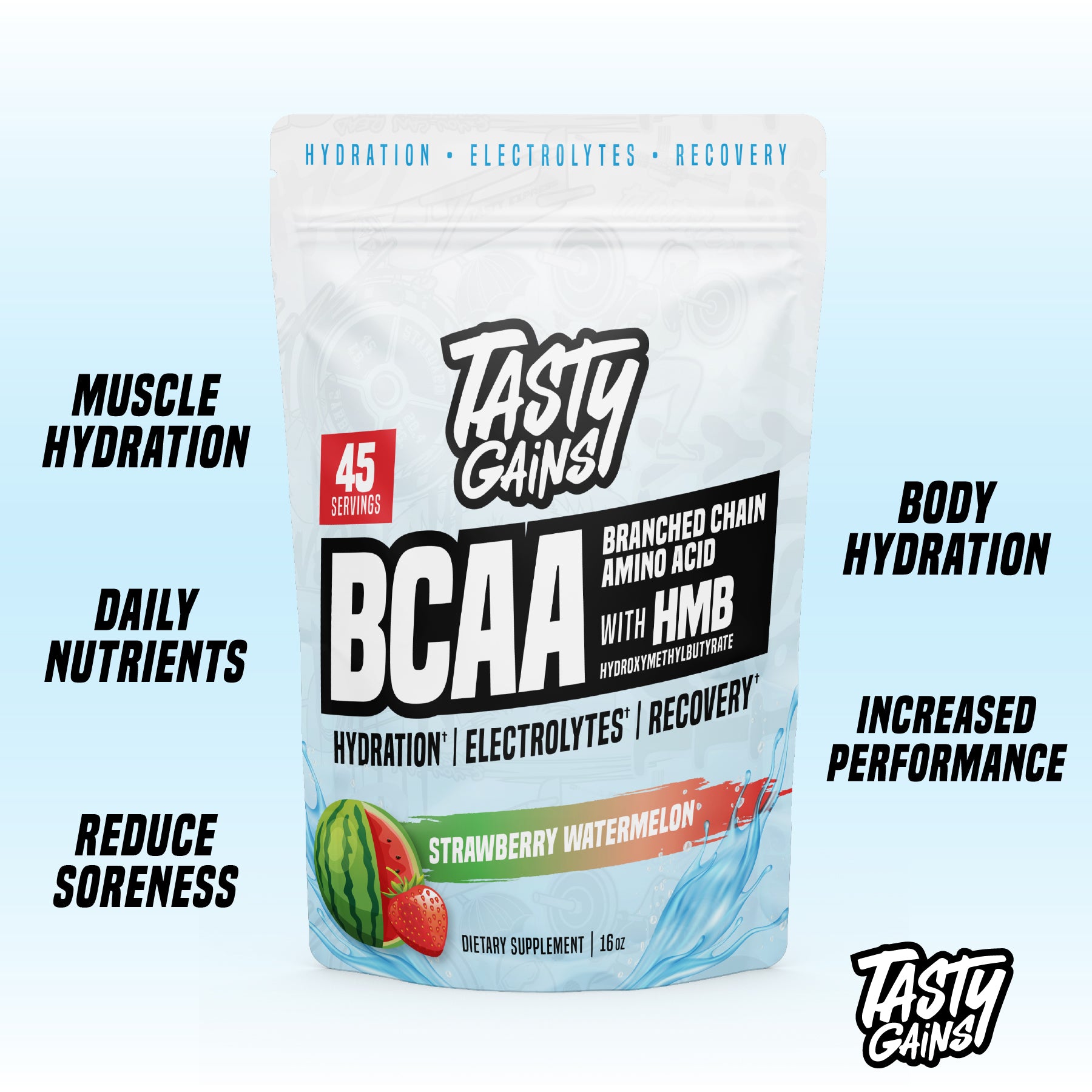BCAA & HMB Hydration Powder - 45 Servings (Strawberry Watermelon)