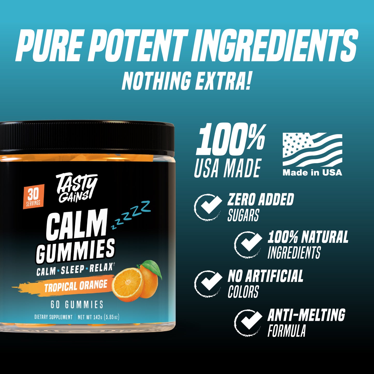 Tasty Gains Calm Gummies (No Melatonin)