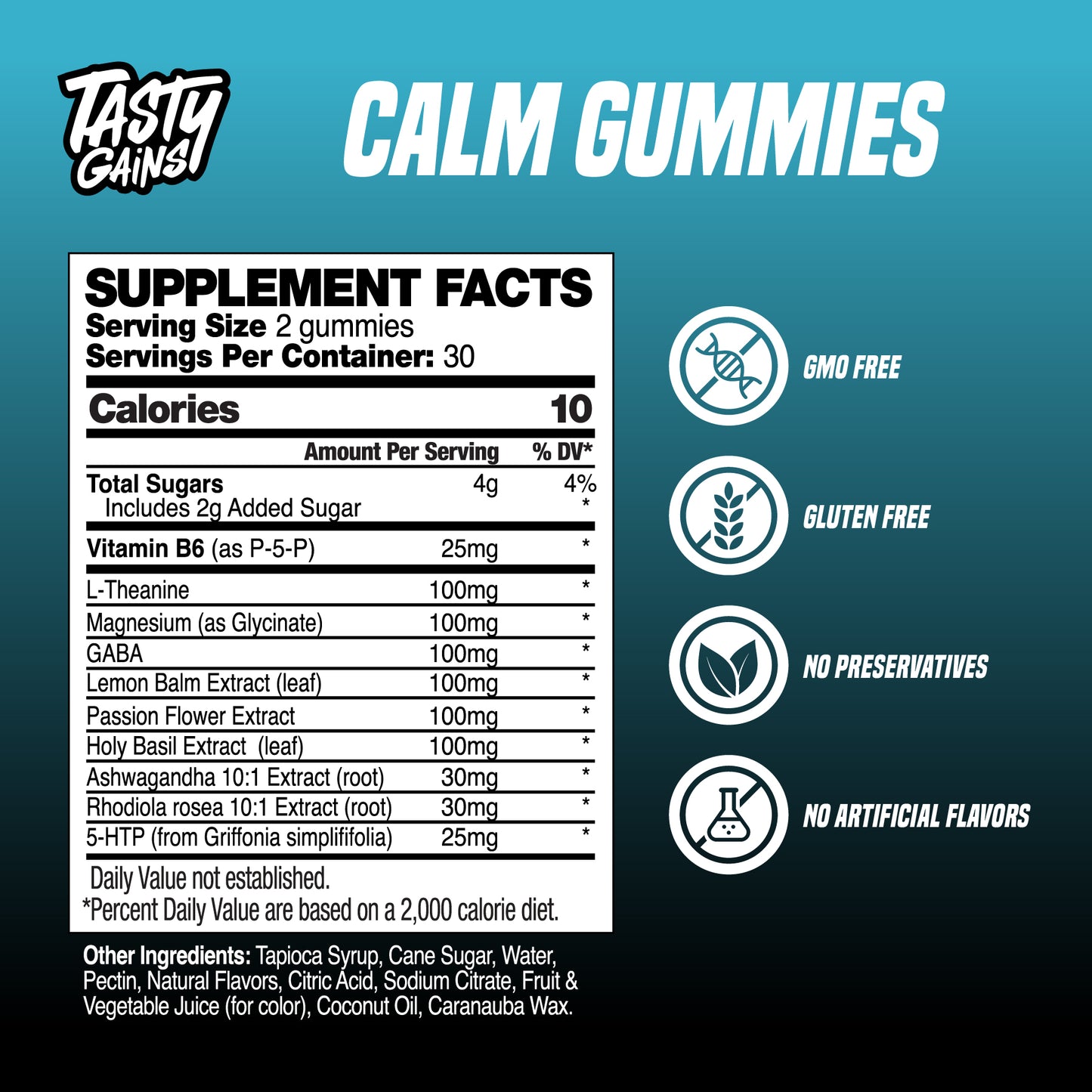 Tasty Gains Calm Gummies (No Melatonin)