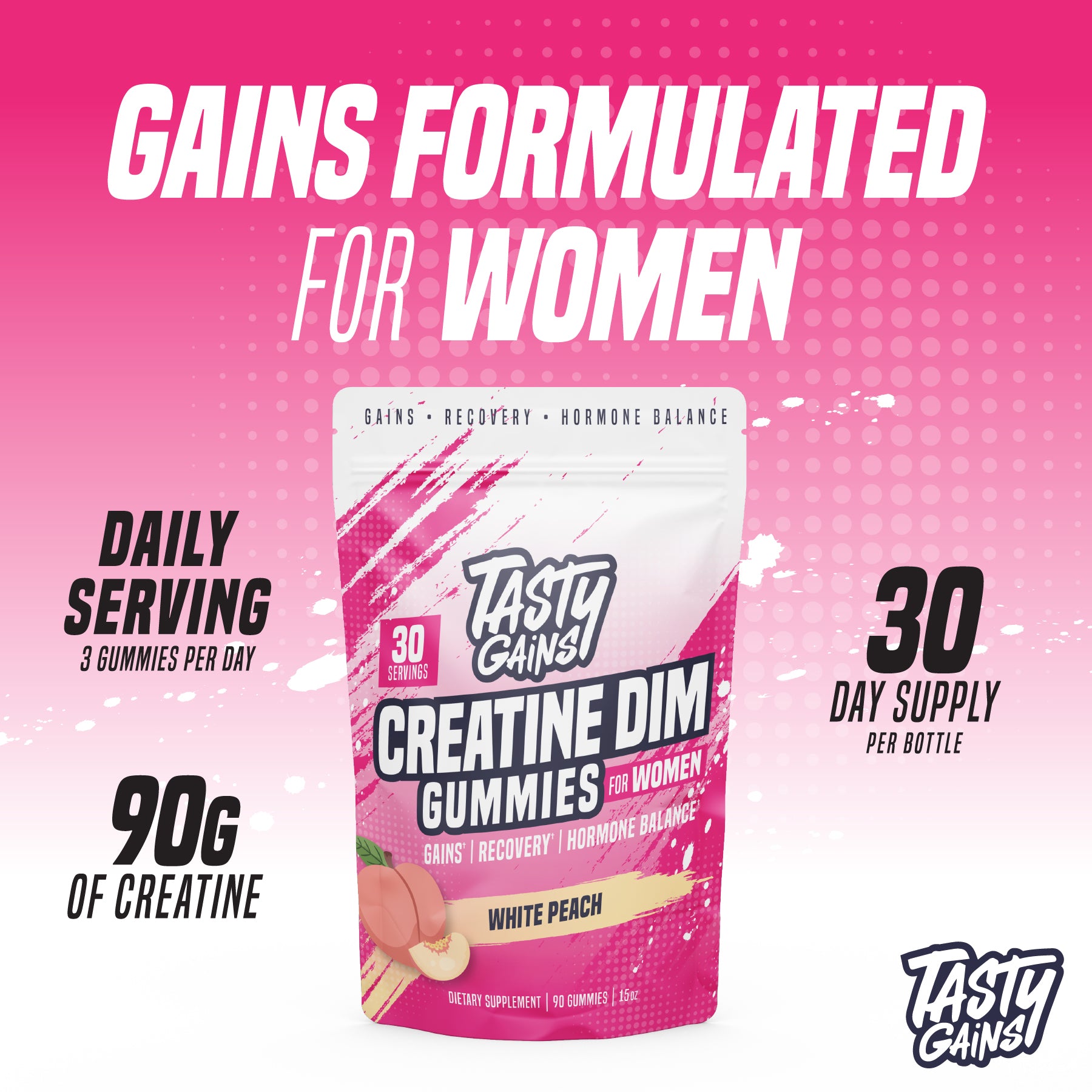 Tasty Gains DIM Creatine Gummies For Women - 90 Gummies
