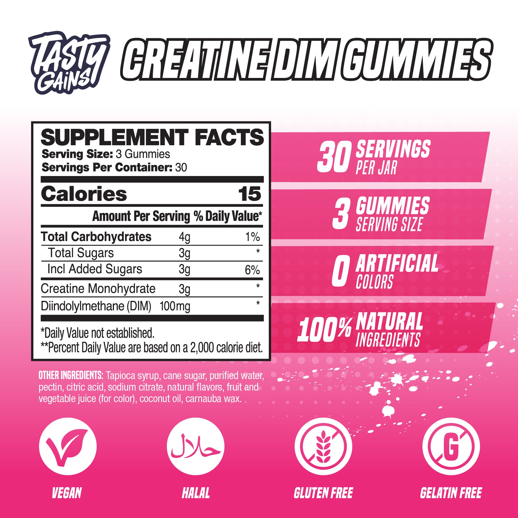 Tasty Gains DIM Creatine Gummies For Women - 90 Gummies