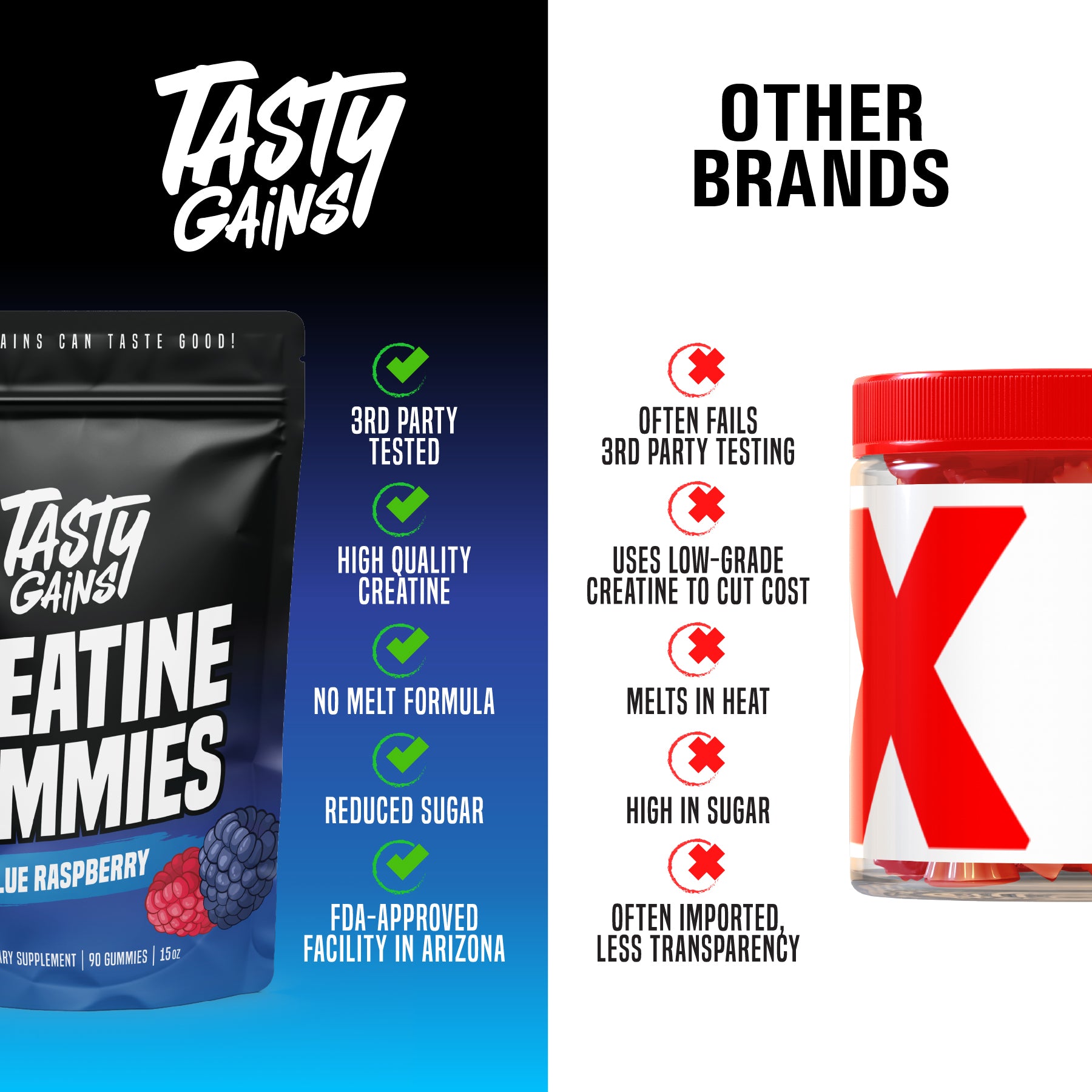 Tasty Gains Creatine Gummies - 90 Gummies