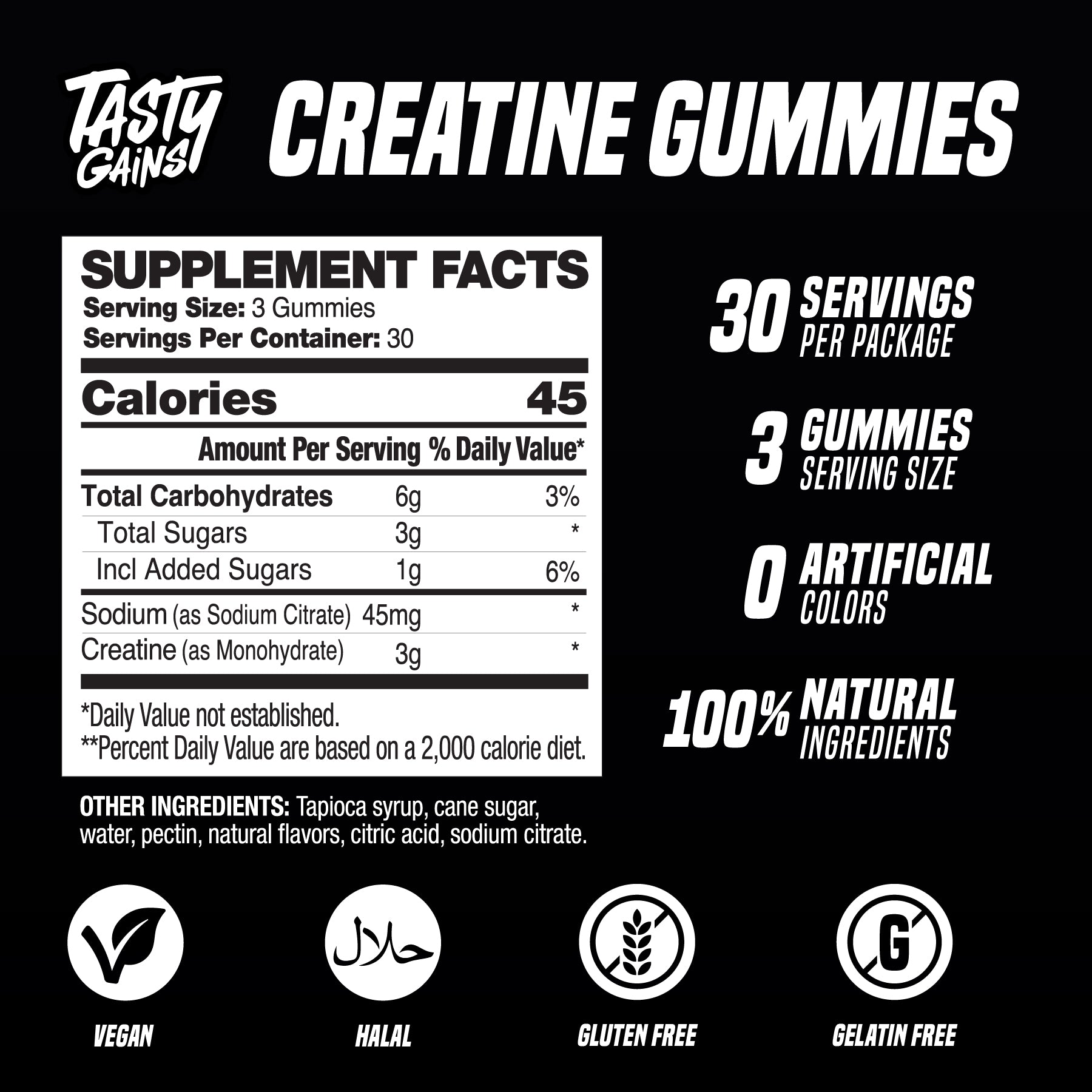 Tasty Gains Creatine Gummies - 90 Gummies