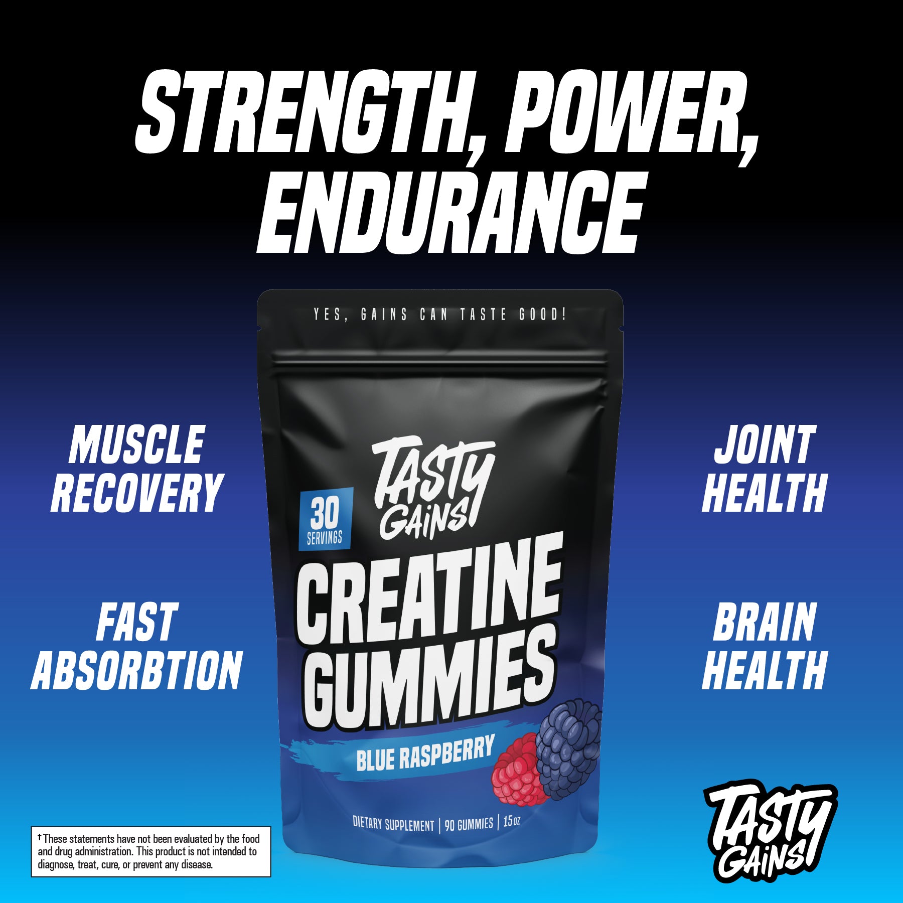 Tasty Gains Creatine Gummies - 90 Gummies