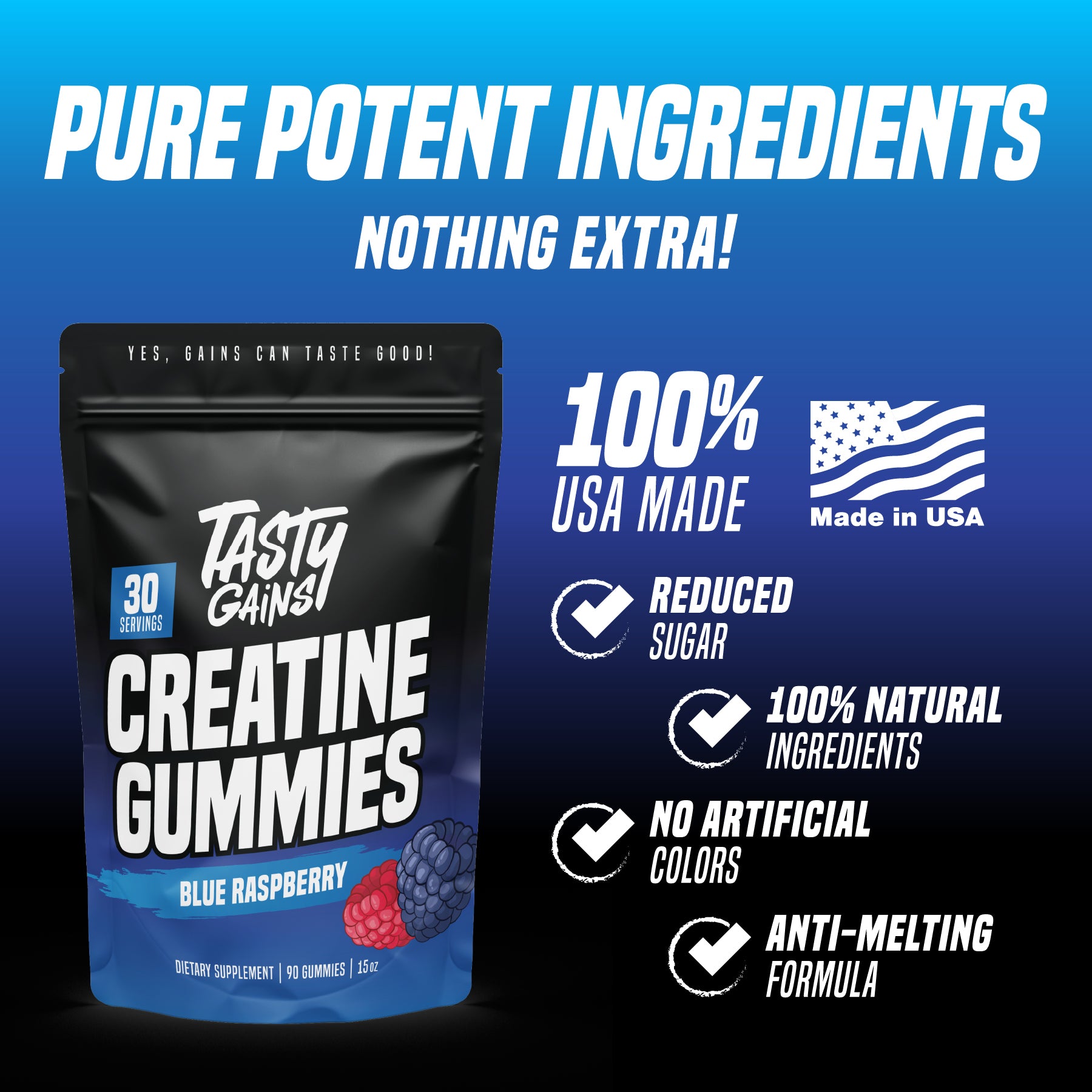 Tasty Gains Creatine Gummies - 90 Gummies