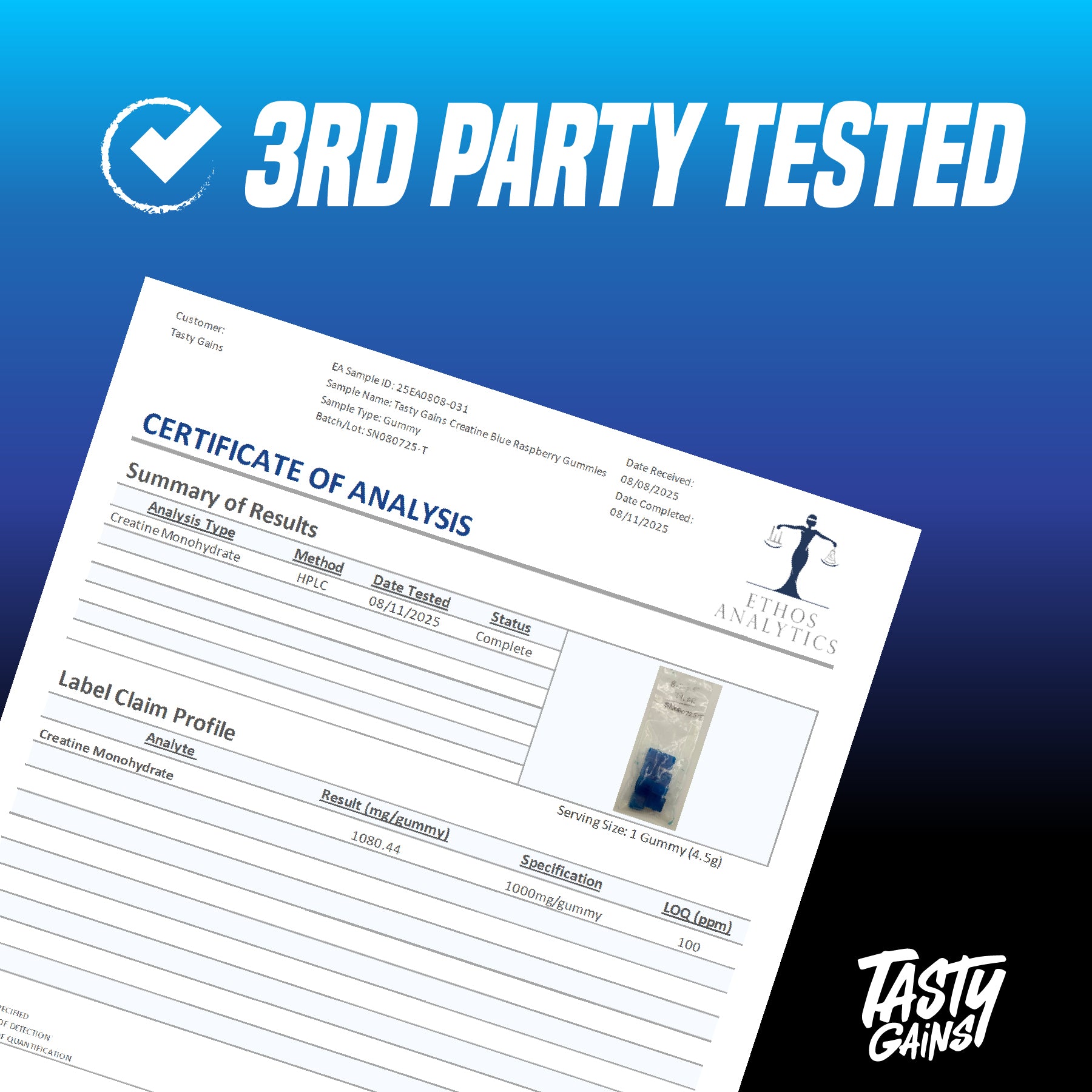 Tasty Gains Creatine Gummies - 90g