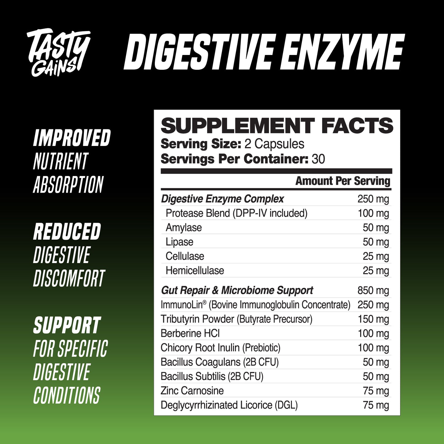 Tasty Gains Digestive Enzyme (Capsule)
