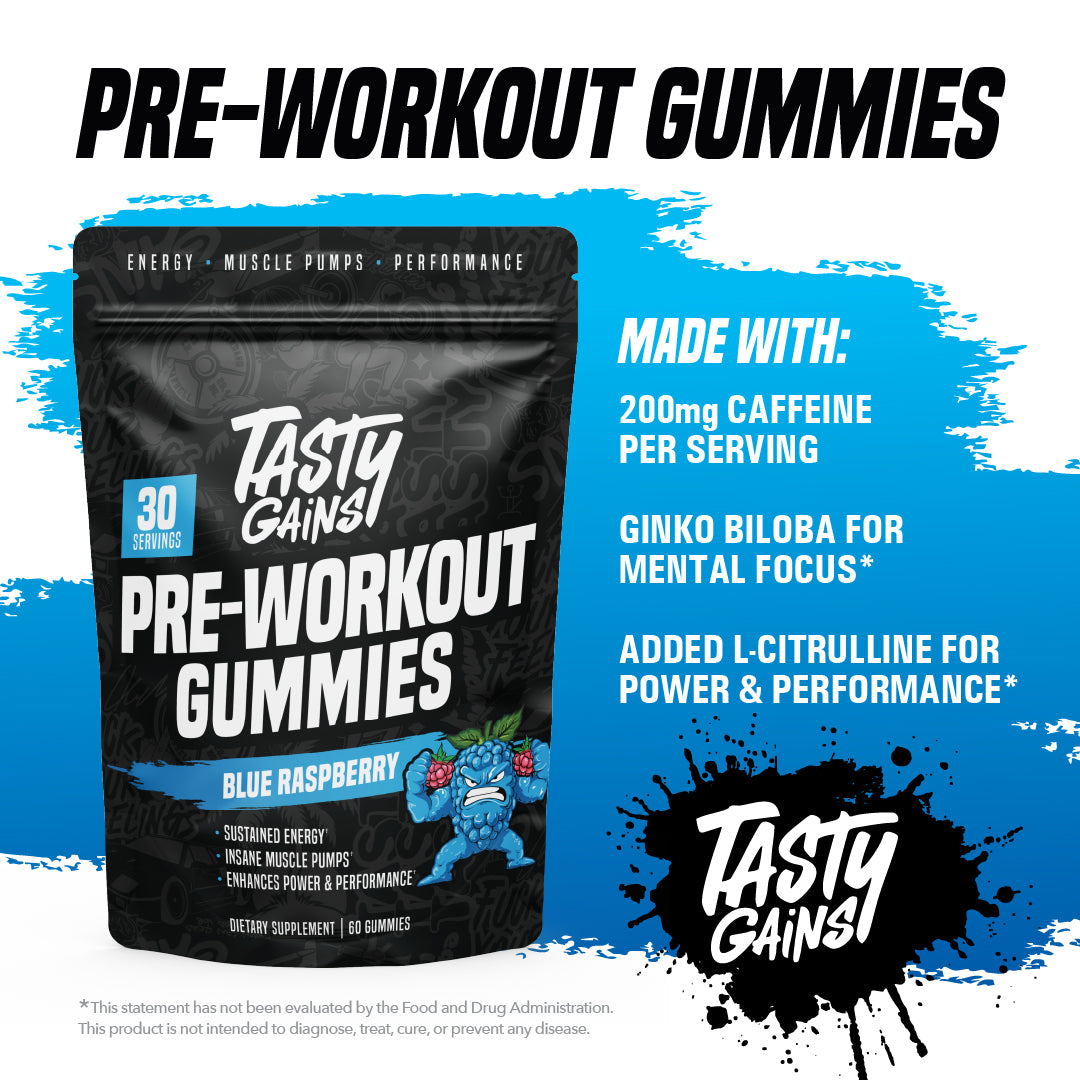 Tasty Gains Pre-Workout Gummies - 30 Servings