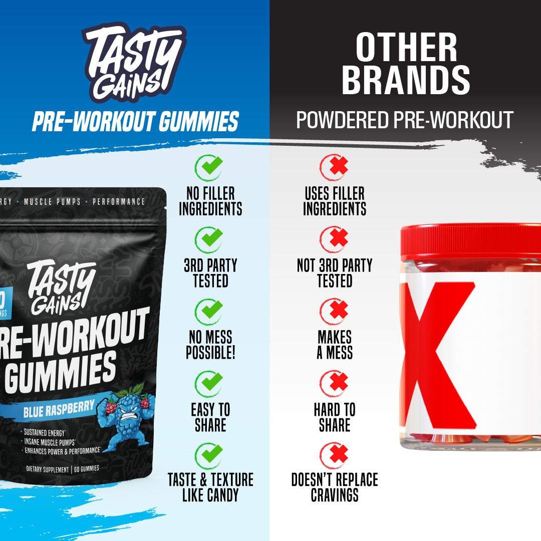 Tasty Gains Pre-Workout Gummies - 30 Servings