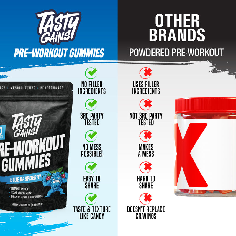 Tasty Gains Pre-Workout Gummies - 30 Servings