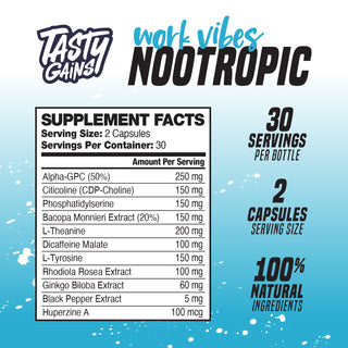 Tasty Gains Work Vibes Nootropic