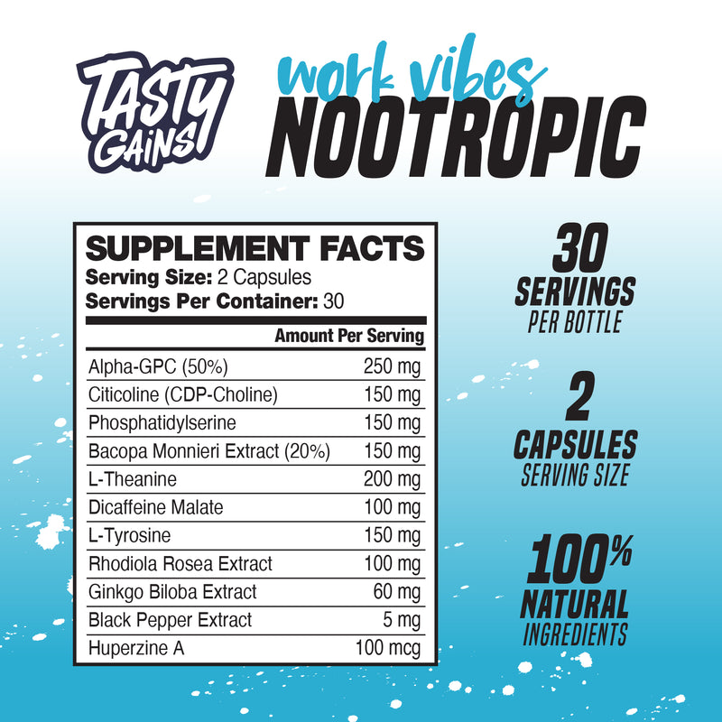 Tasty Gains Work Vibes Nootropic