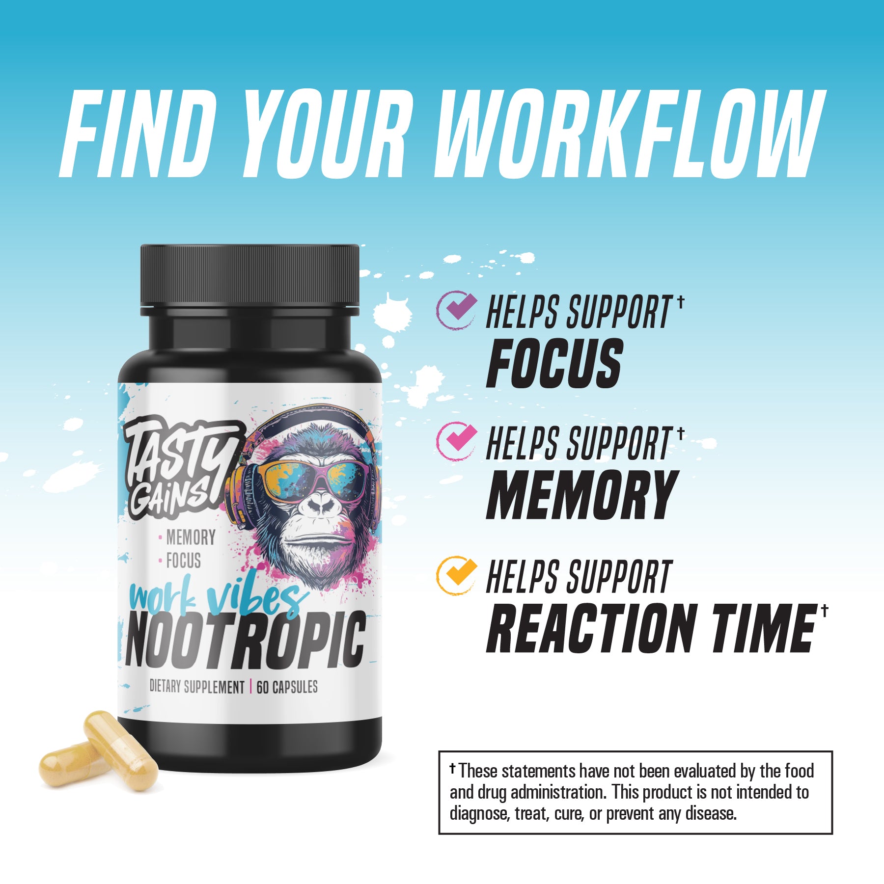 Tasty Gains Work Vibes Nootropic